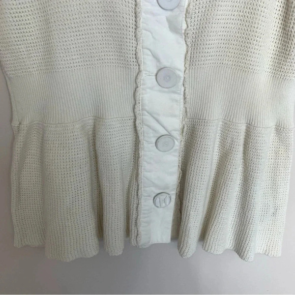 Anthro Knitted & Knotted Cream  Sweater Top 3/4 Sleeve L - Picture 5 of 8